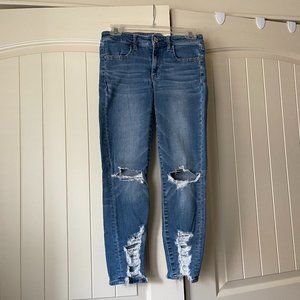 Blue American Eagle Ripped Skinny Jeans